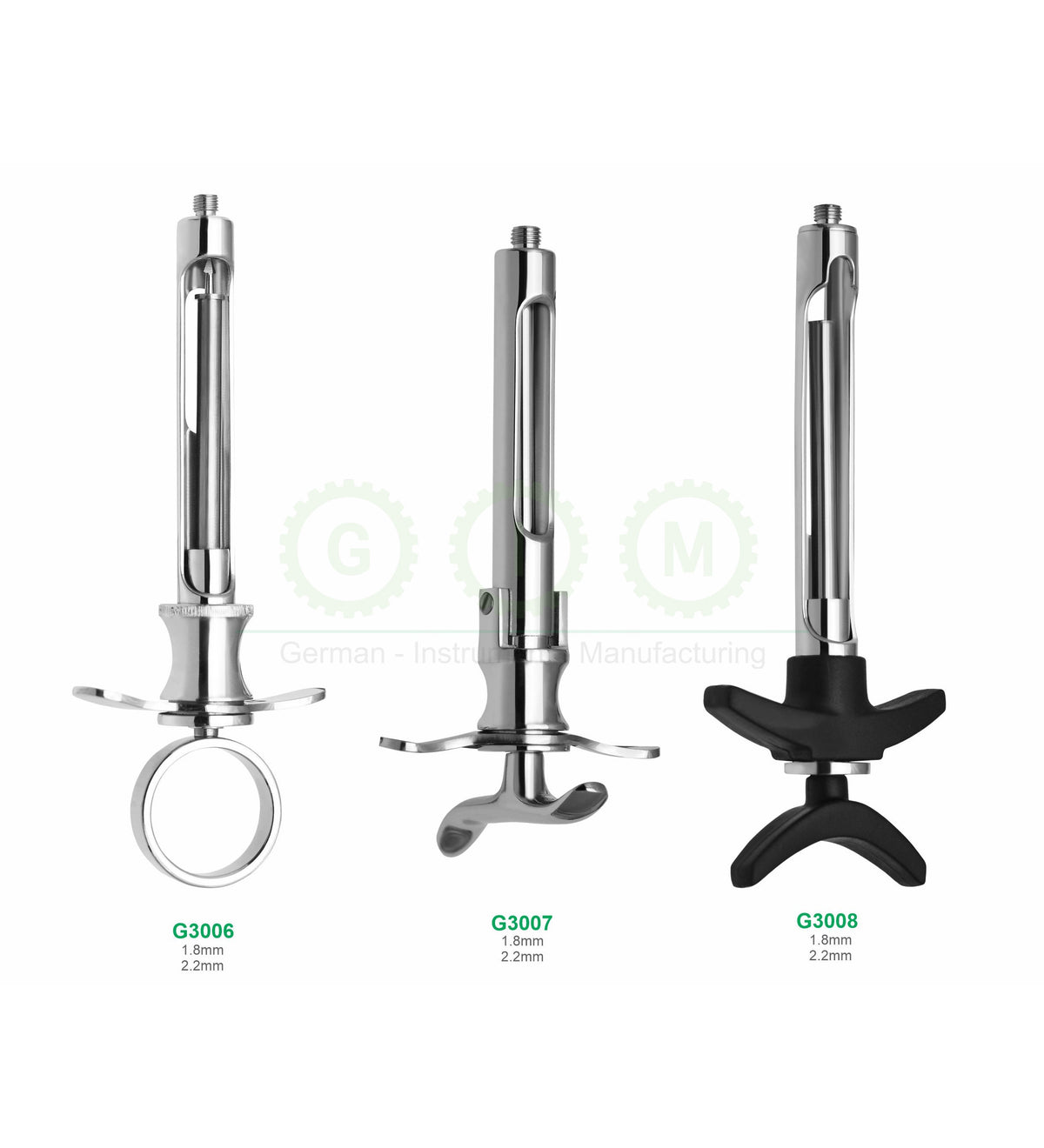 Dental Aspirating Syringes 1.8mm 2.2mm With Ring and Self-Aspirating Handles - G3006 / G3007 / G3008