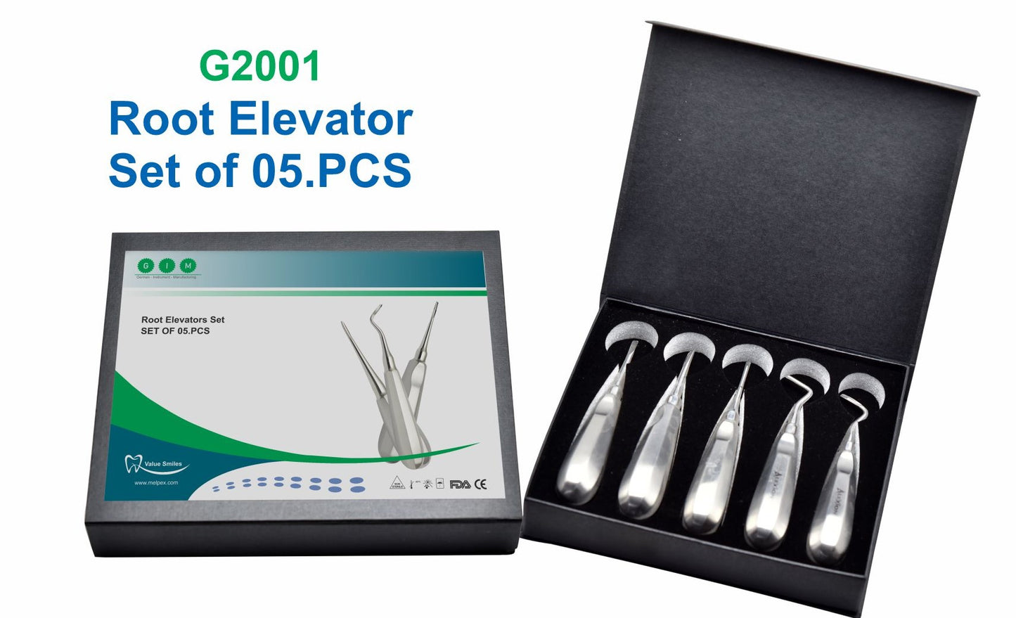 Root Elevator Set of 5 PCS G2001 | Dental Surgical Instruments
