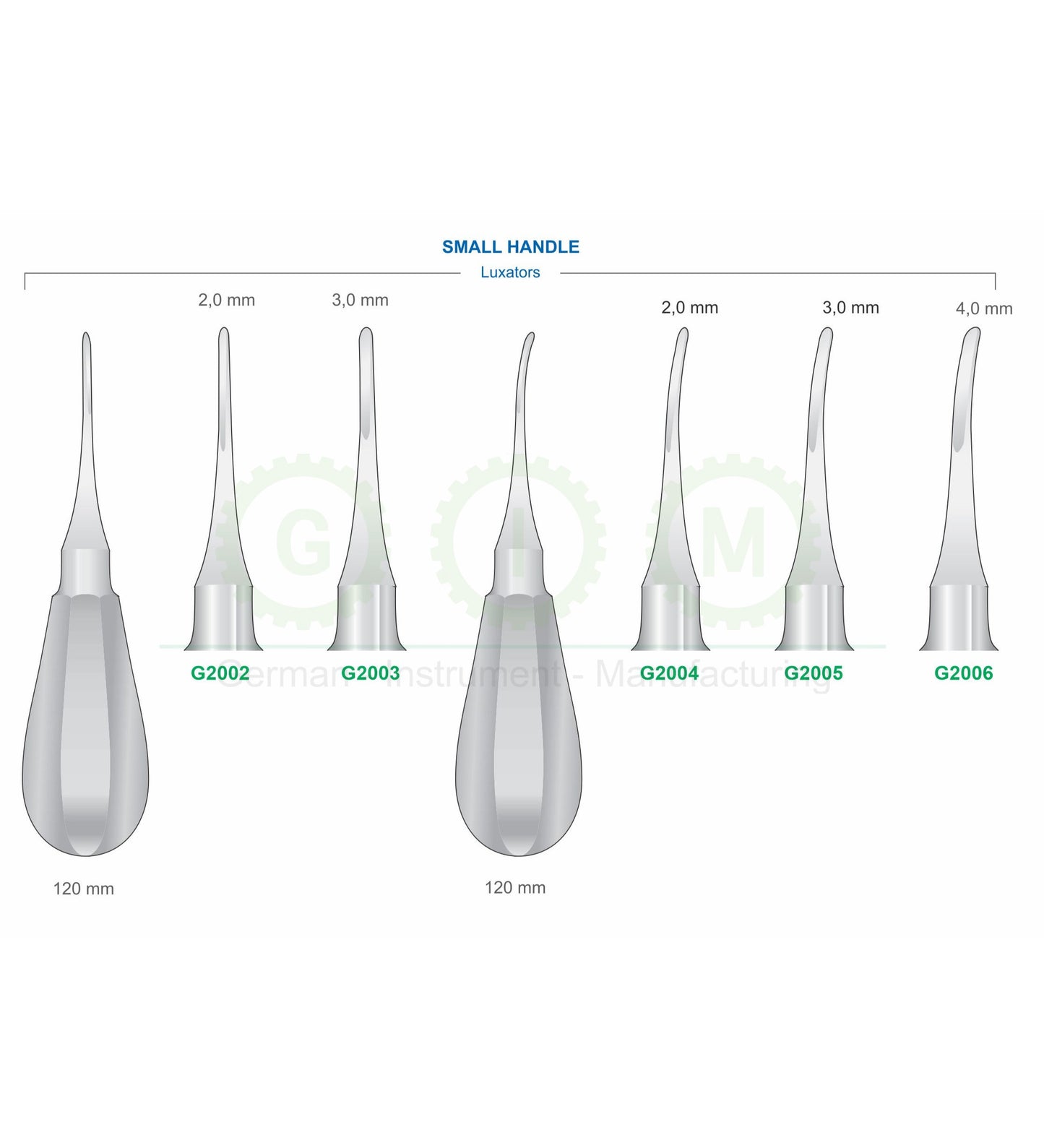 Small Handle Straight & Curved Luxators G2002-G2006