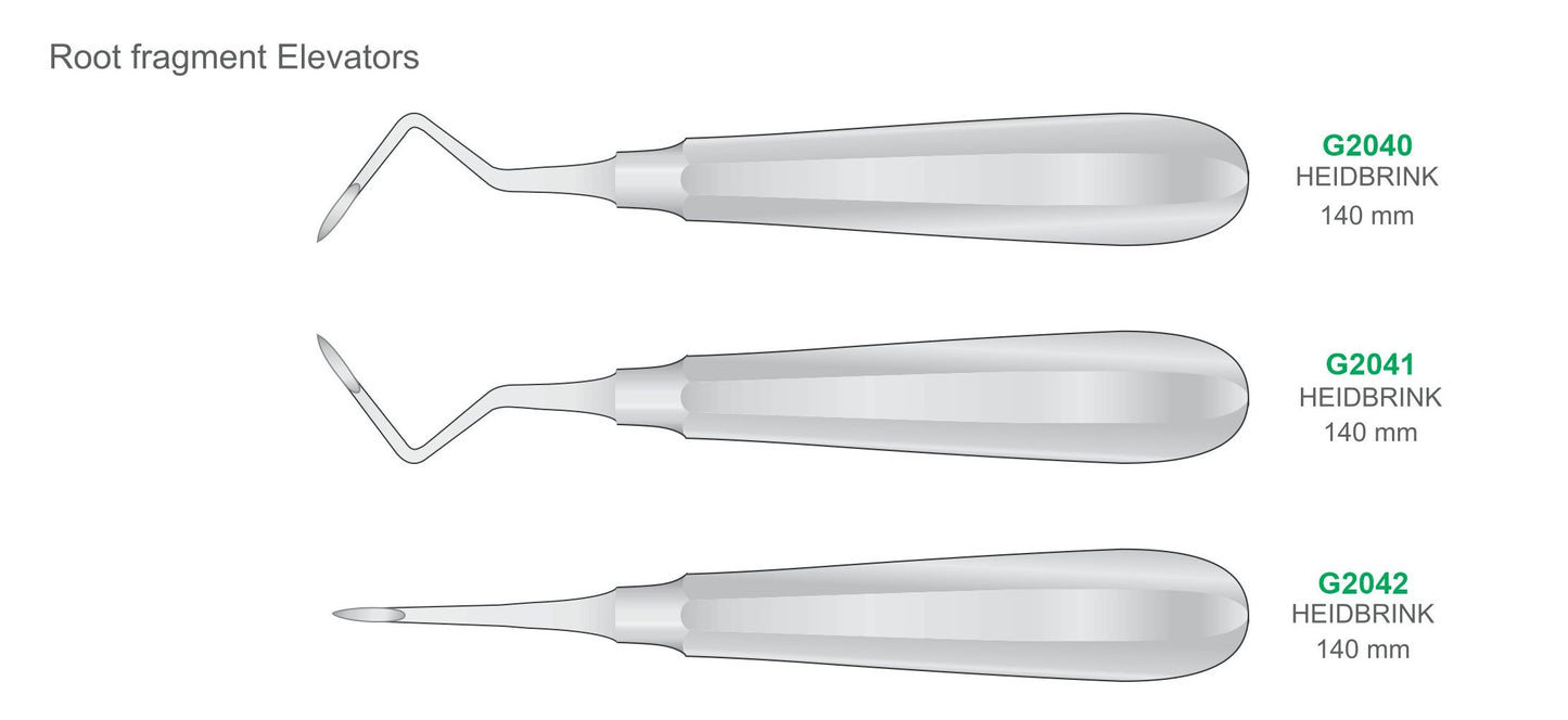 Root Fragment Elevators G2040-G2042 Heidbrink Handle 140mm | Dental Surgical Instruments