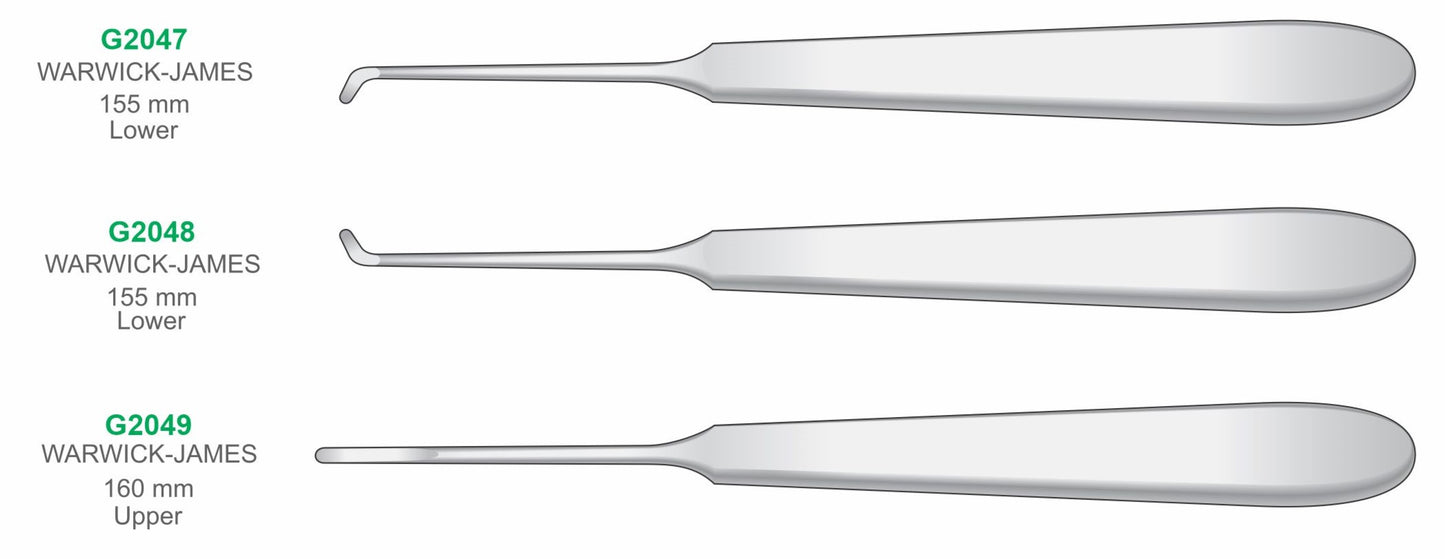 Warwick-James Elevators G2047-G2049 155mm & 160mm Handle | Dental Surgical Instruments Pakistan