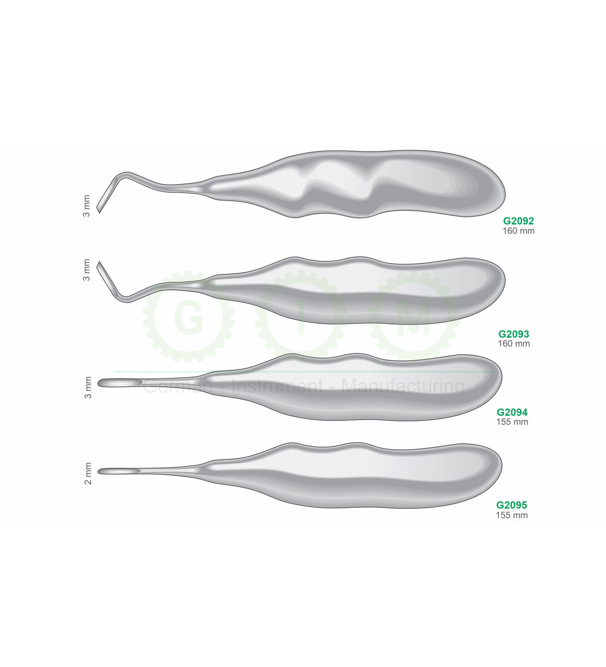 Premium Dental Root Elevators Surgical Extraction Instruments Stainless Steel