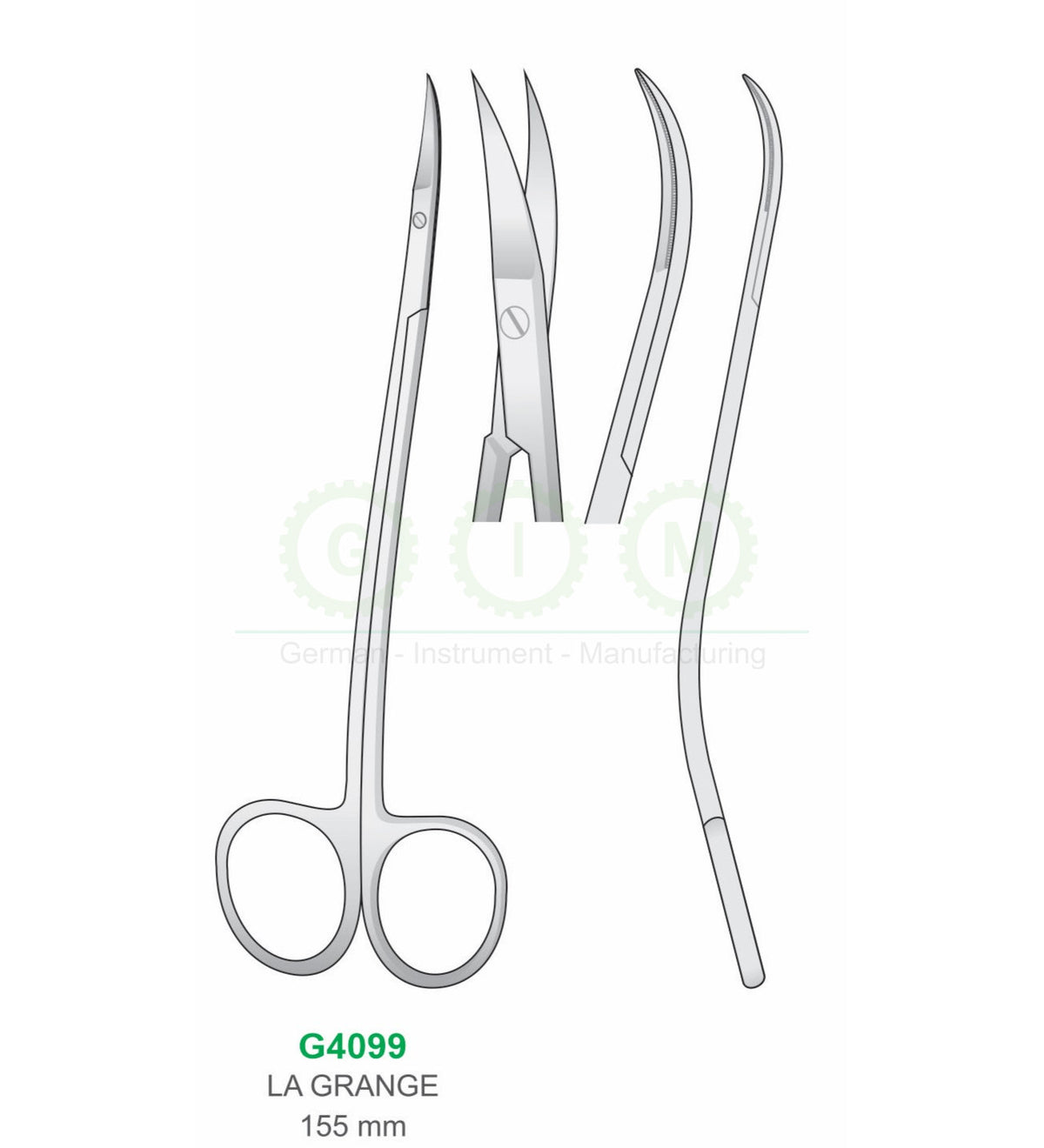 La Grange Surgical Scissors 155mm Double Curved - G4099