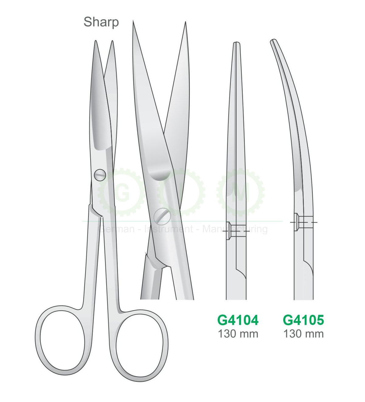 Surgical Scissors 130mm Sharp Straight and Curved - G4104 / G4105