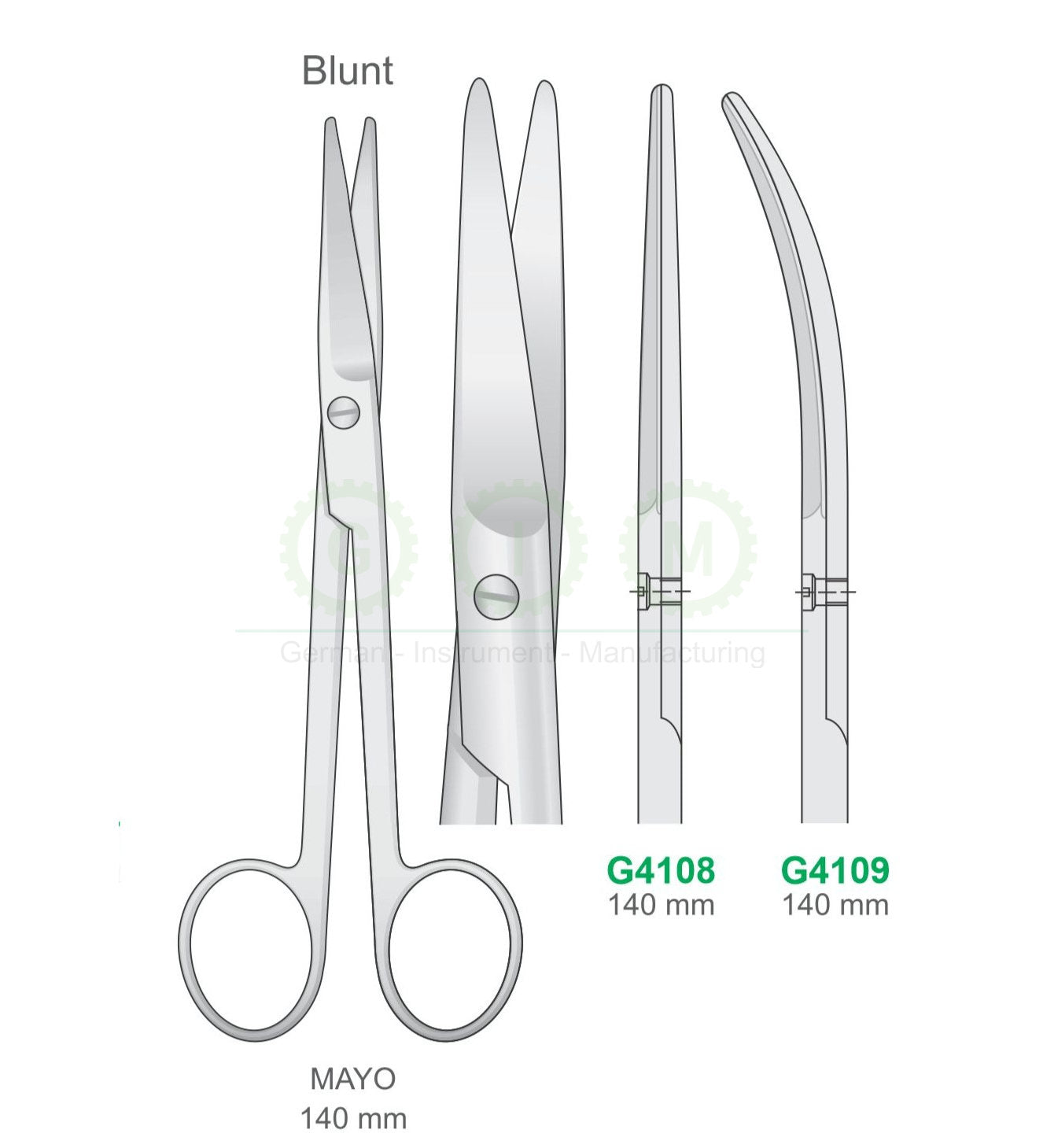 Mayo Surgical Scissors 140mm Blunt Straight and Curved - G4108 / G4109