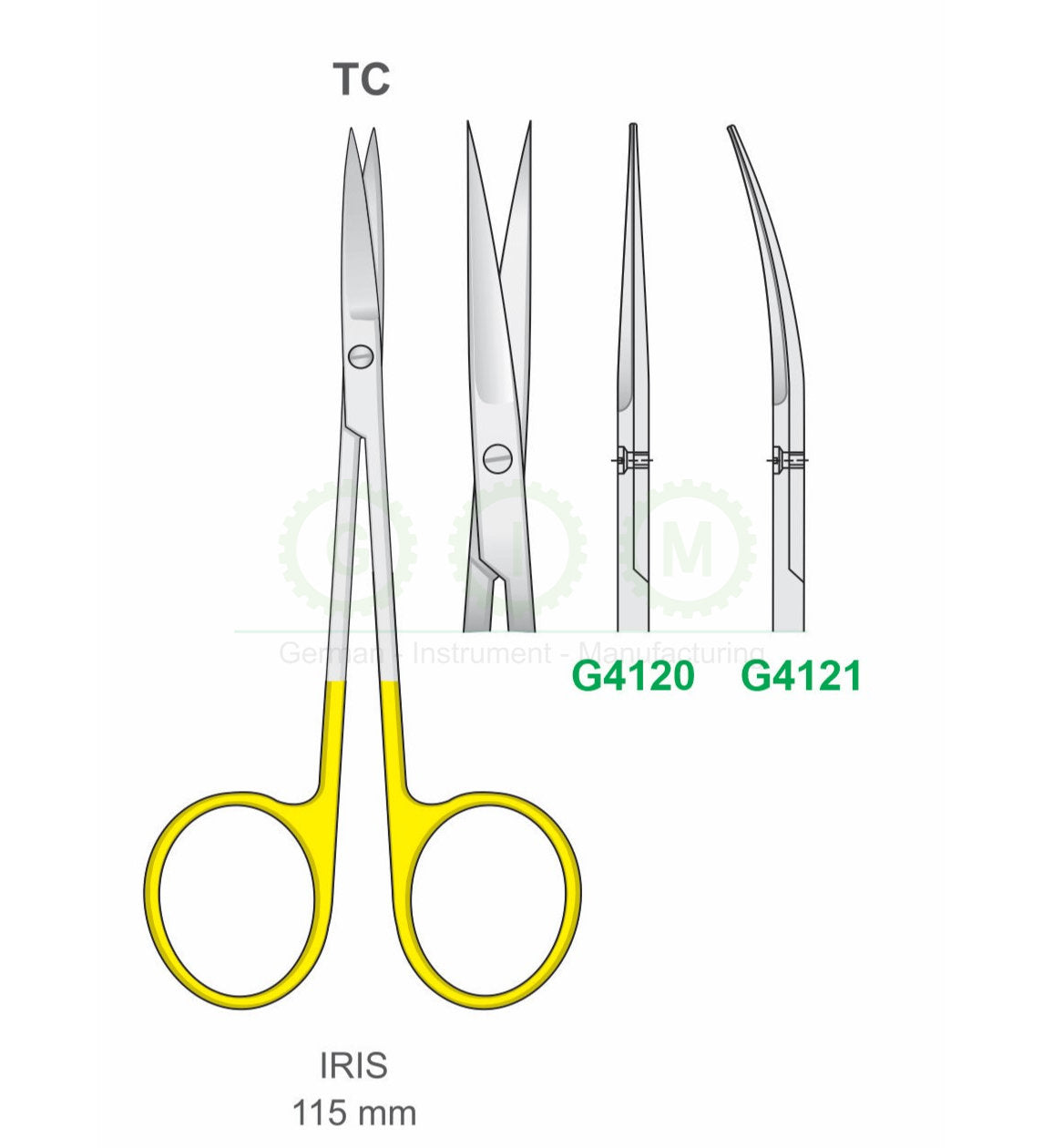 Iris Surgical Scissors 115mm Tungsten Carbide Straight and Curved - G4120 / G4121