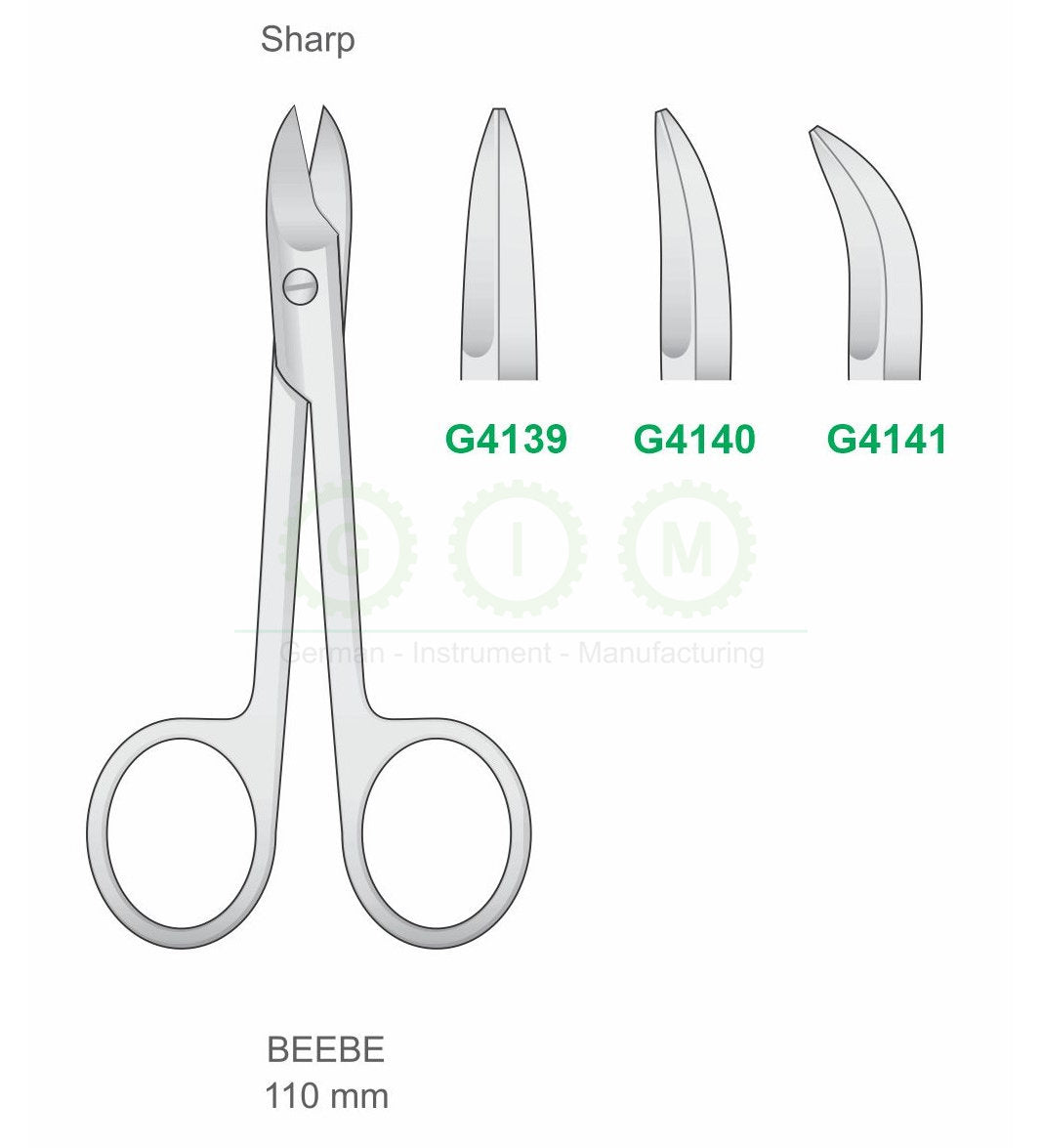 Beebe Crown Scissors 110mm Sharp - Wire Cutting Scissors Set - G4139 / G4140 / G4141