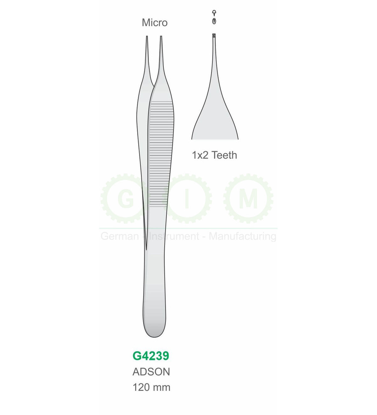 Micro Adson Tissue Forceps 1x2 Teeth