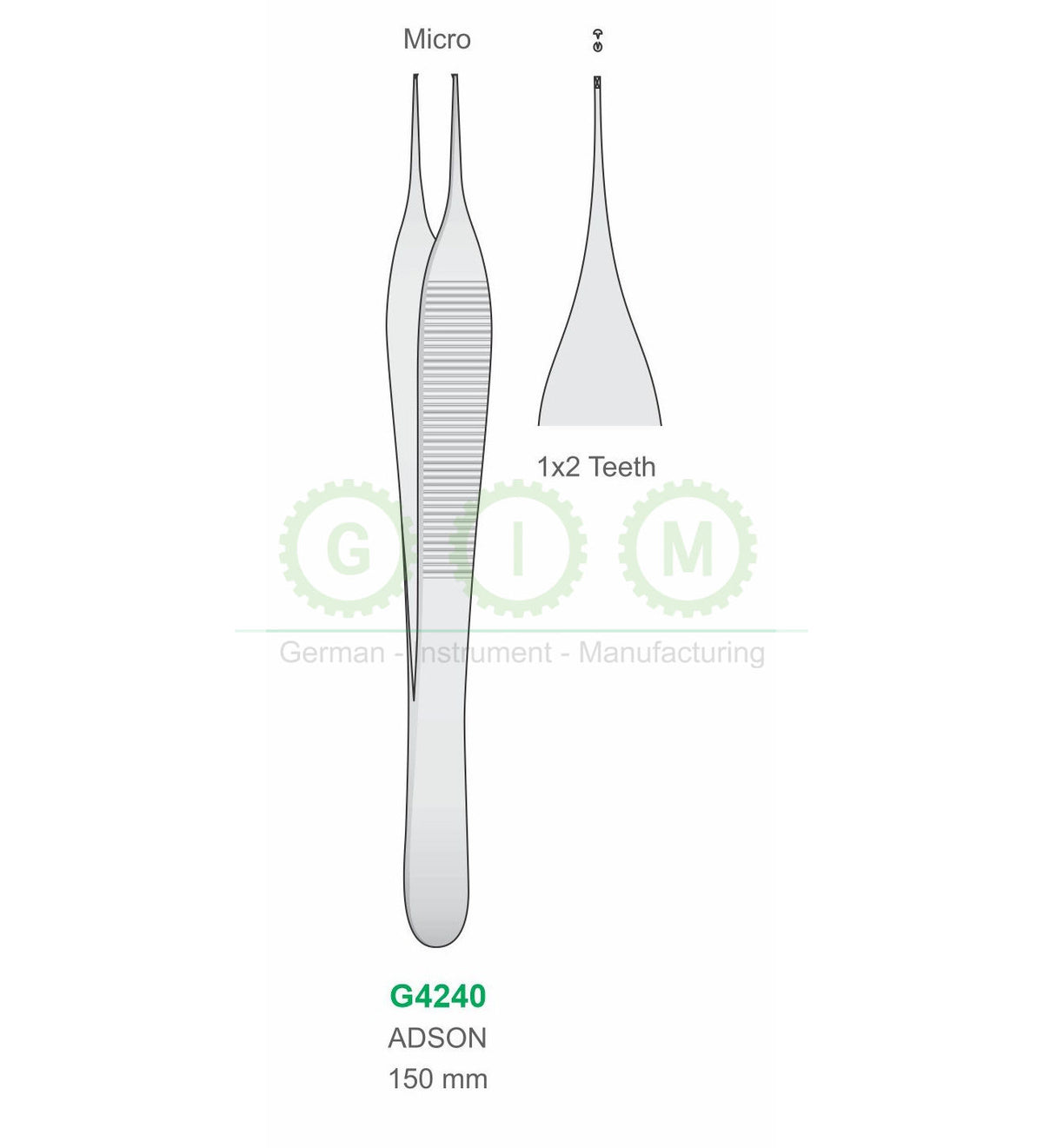 Micro Adson Tissue Forceps 1x2 Teeth