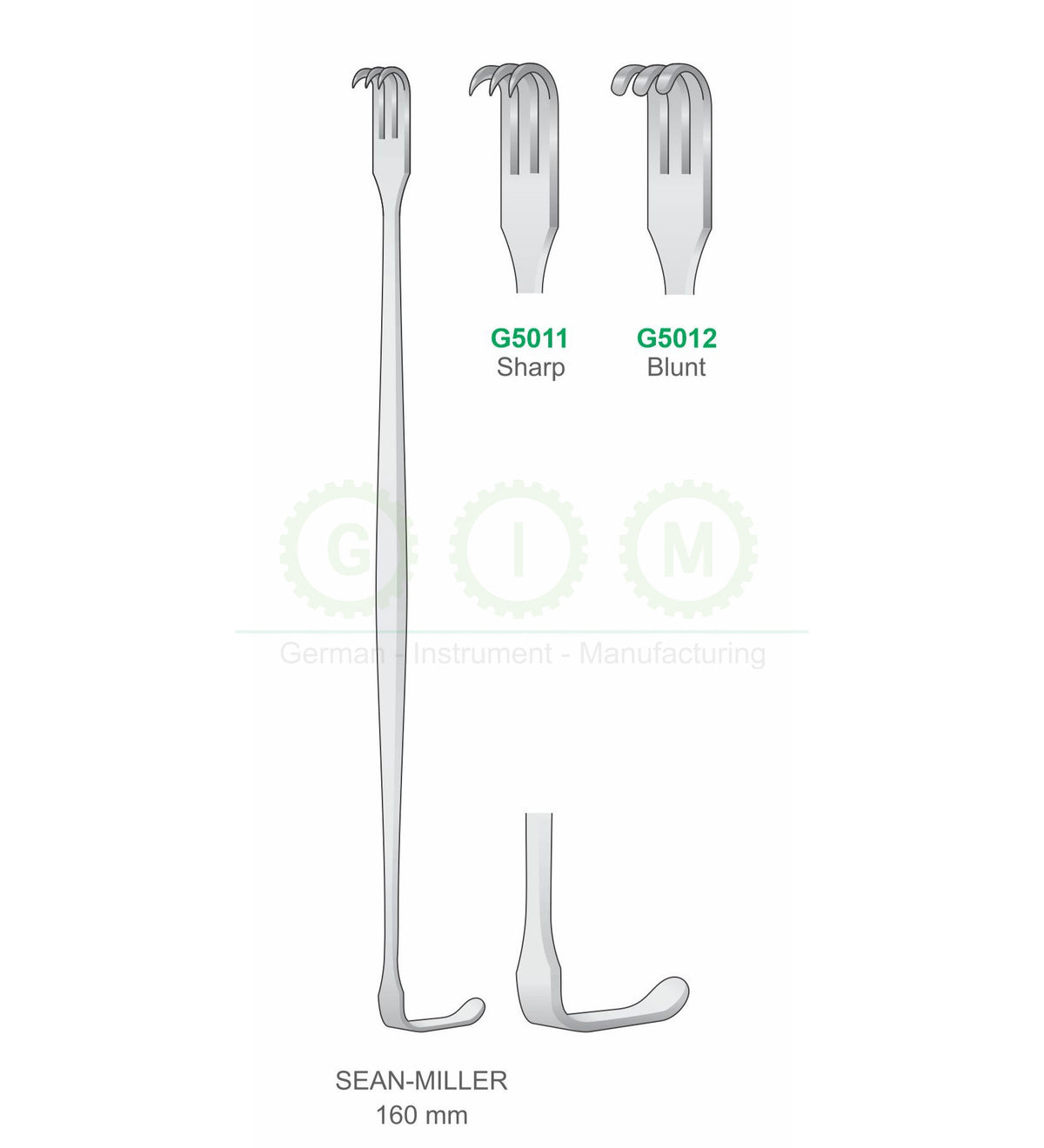 Sean Miller Retractors, Sharp and Blunt, 160mm