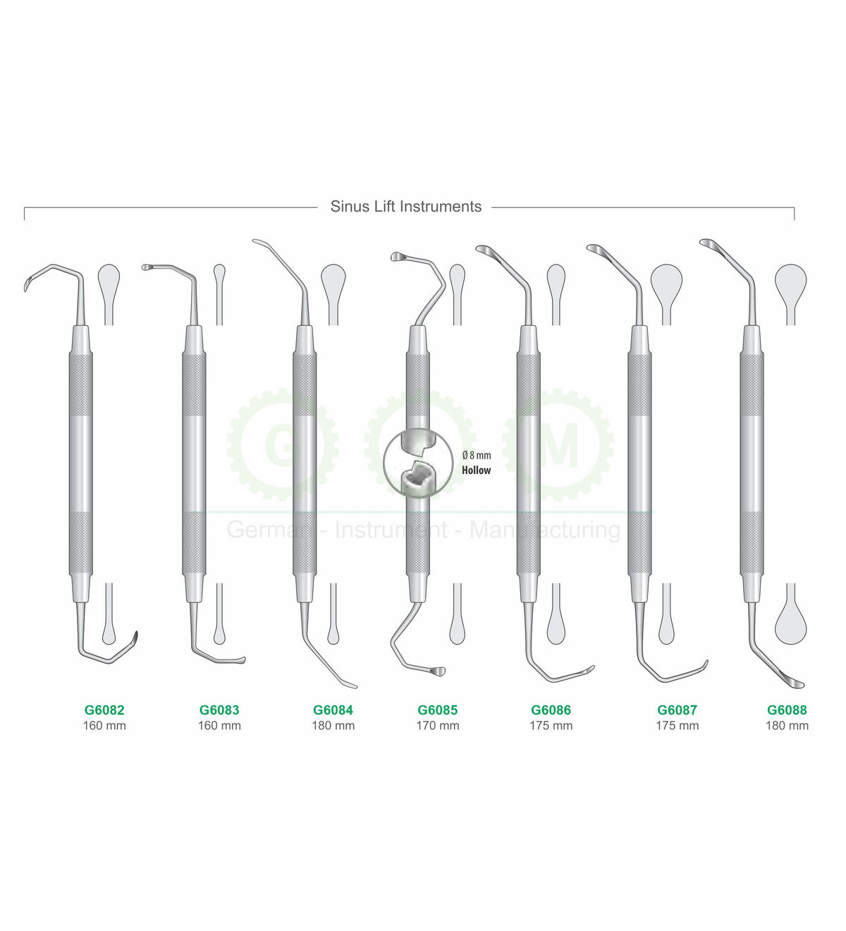Sinus Lift Instruments, Assorted Sizes