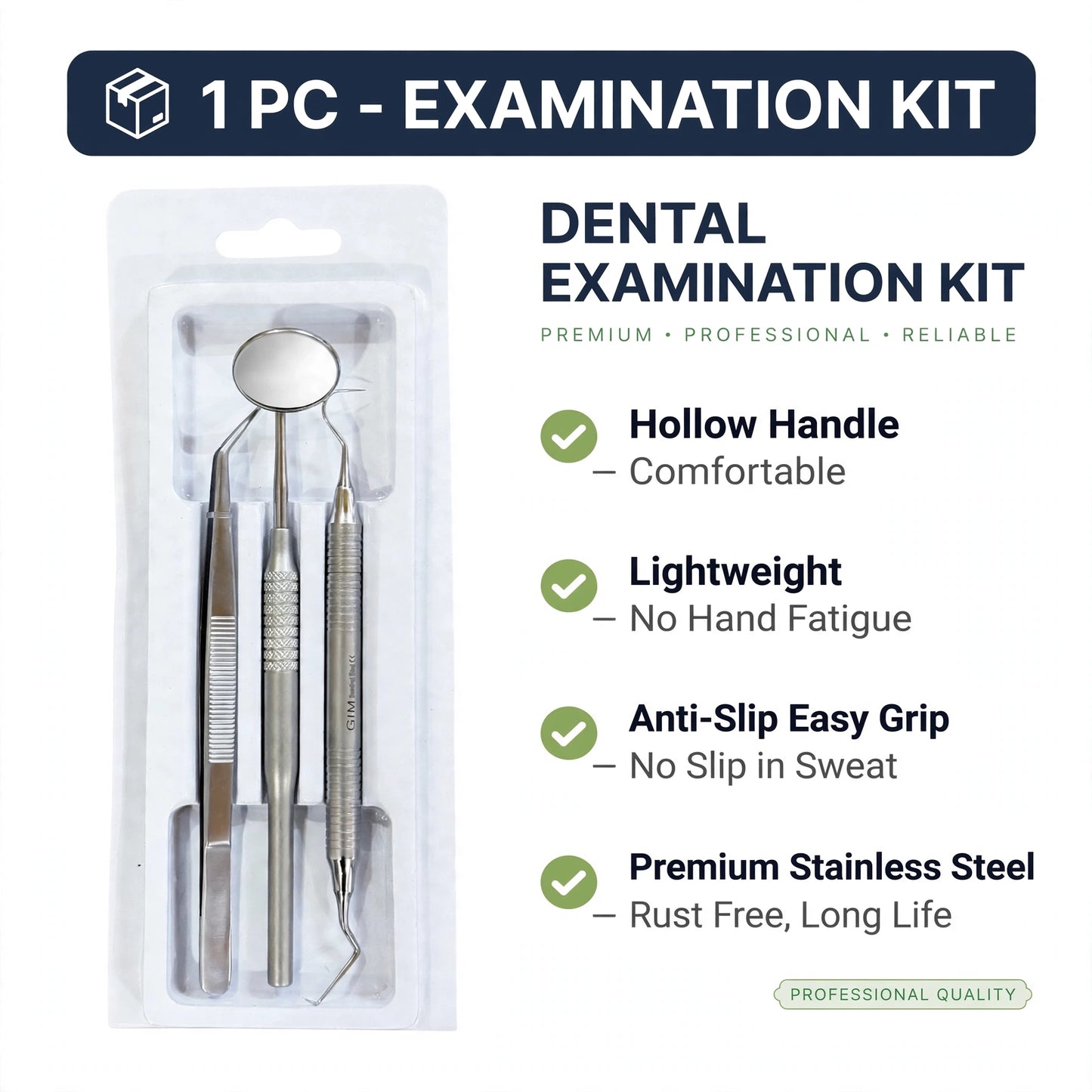Dental Examination Kit | Hollow Handle Reusable Premium Stainless Steel