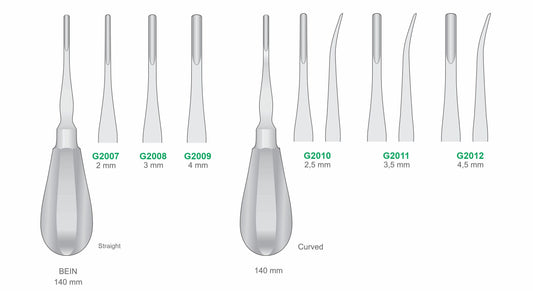 BEIN Straight & Curved Luxators G2007-G2012 | Dental Root Elevator Instruments