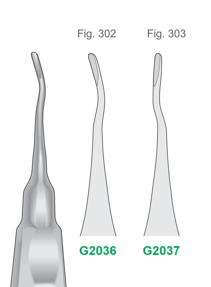 Apexo Elevators Fig 302 & Fig 303 160mm Handle | Dental Root Elevator Instruments