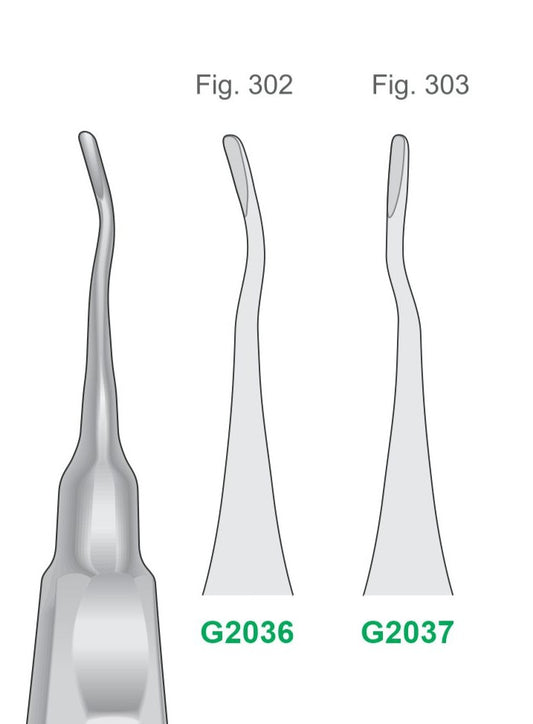 Apexo Elevators Fig 302 & Fig 303 160mm Handle | Dental Root Elevator Instruments