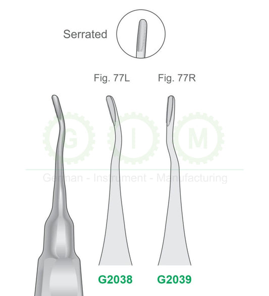 Serrated Apexo Elevators Fig 77L & Fig 77R | Dental Root Elevator Instruments