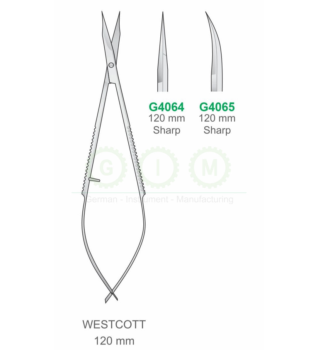 Westcott Surgical Scissors 120mm Sharp Straight and Curved - G4064 / G4065