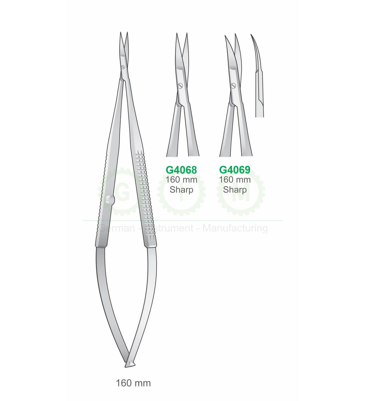 Micro Spring Scissors 160mm Sharp Straight and Curved - G4068 / G4069
