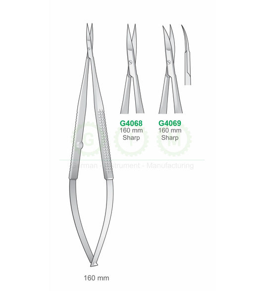 Micro Spring Scissors 160mm Sharp Straight and Curved - G4068 / G4069