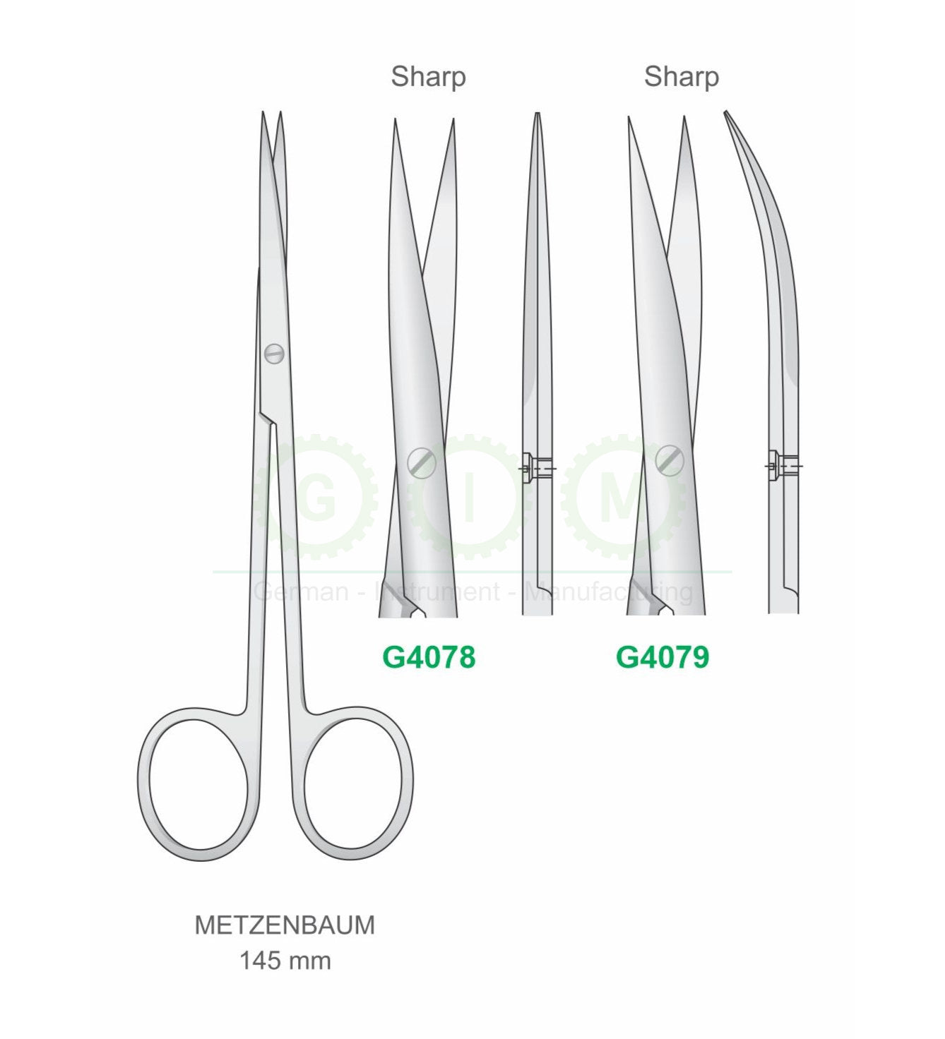 Metzenbaum Surgical Scissors 145mm Sharp Straight and Curved - G4078 / G4079