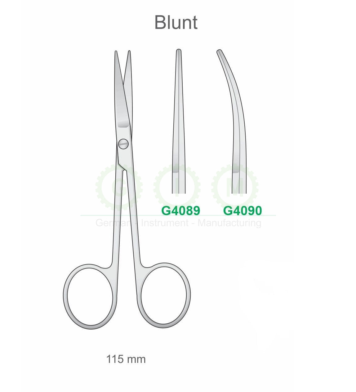 Surgical Scissors 115mm Blunt Straight and Curved - G4089 / G4090