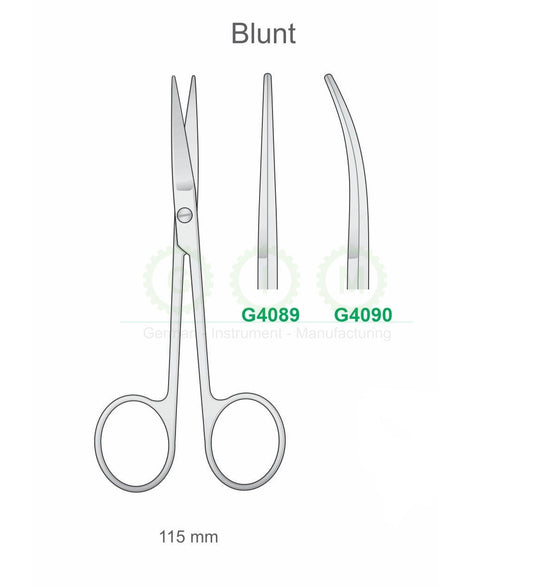 Surgical Scissors 115mm Blunt Straight and Curved - G4089 / G4090