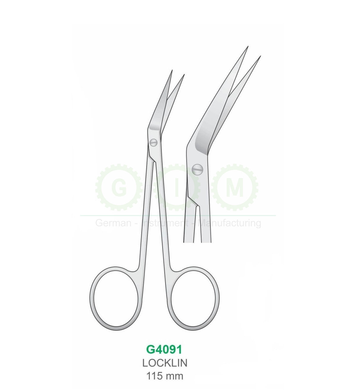 Locklin Surgical Scissors 115mm Angled - G4091