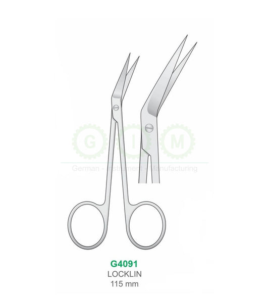 Locklin Surgical Scissors 115mm Angled - G4091
