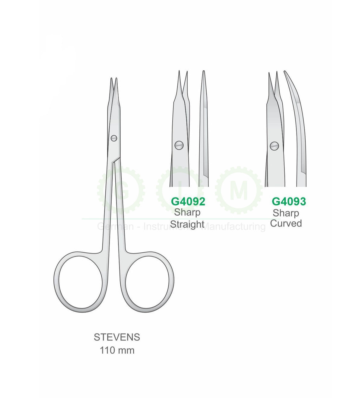 Stevens Surgical Scissors 110mm Sharp Straight and Curved - G4092 / G4093