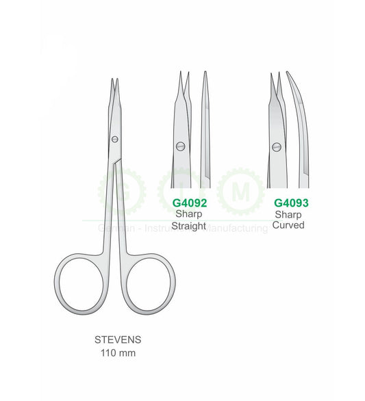 Stevens Surgical Scissors 110mm Sharp Straight and Curved - G4092 / G4093