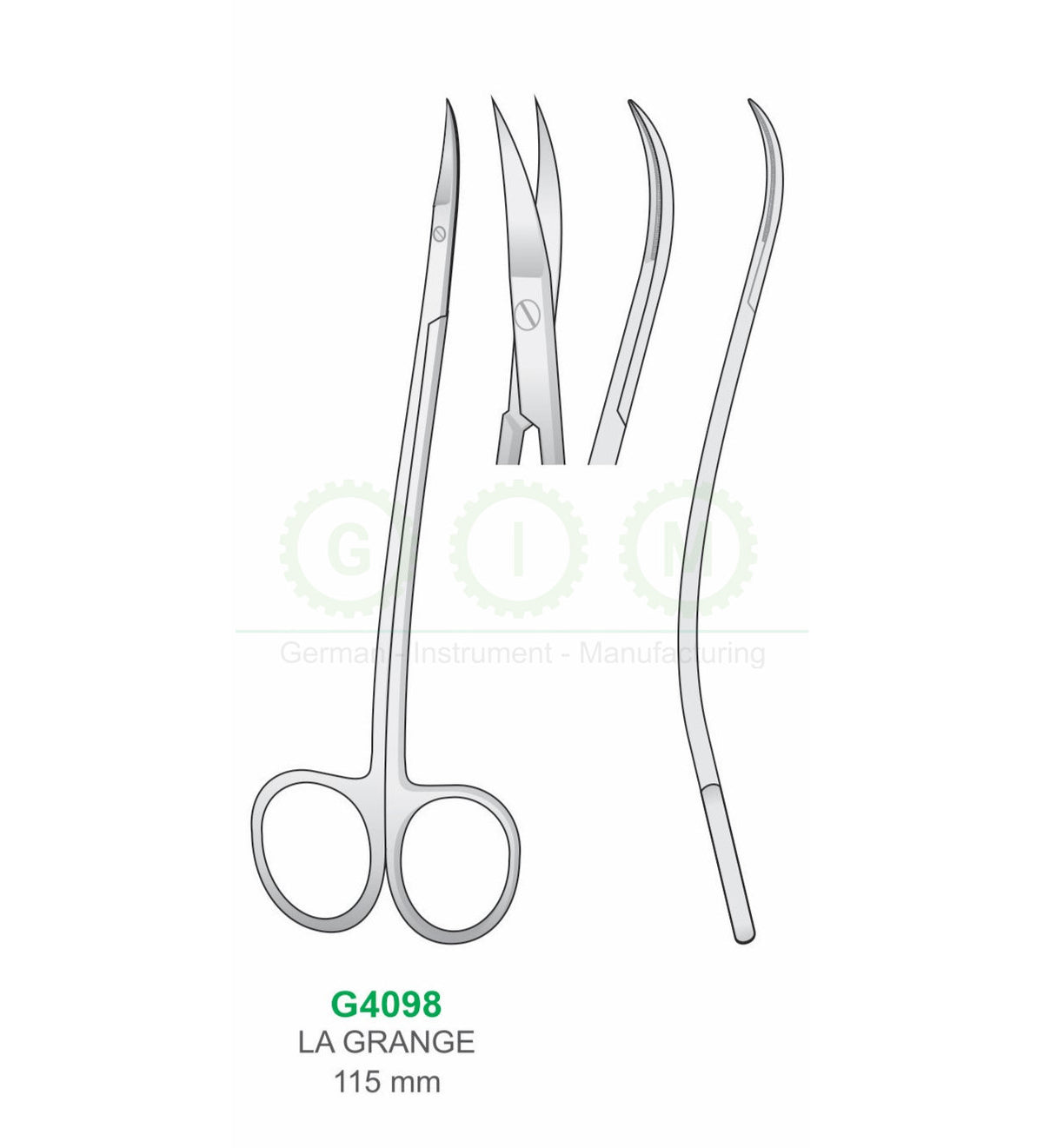 La Grange Surgical Scissors 115mm Double Curved - G4098