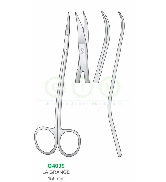 La Grange Surgical Scissors 155mm Double Curved - G4099
