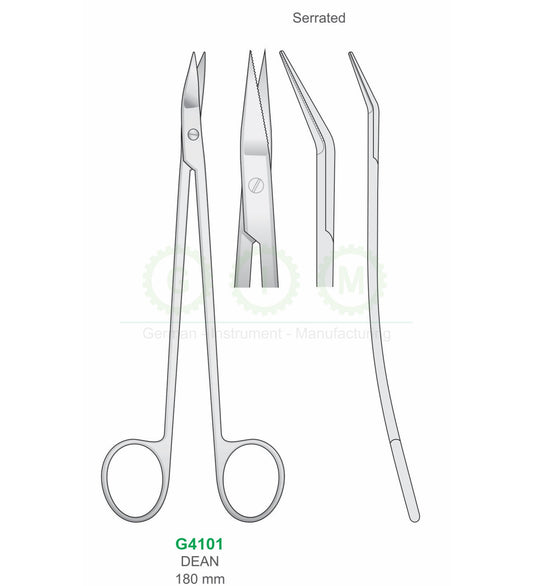 Dean Surgical Scissors 180mm Serrated Angled - G4101