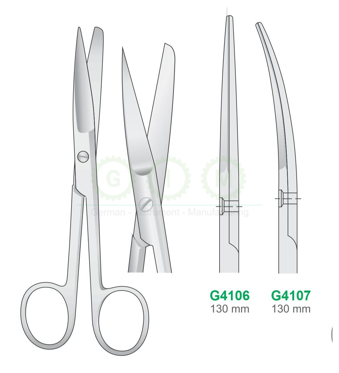 Surgical Scissors 130mm Blunt Straight and Curved - G4106 / G4107