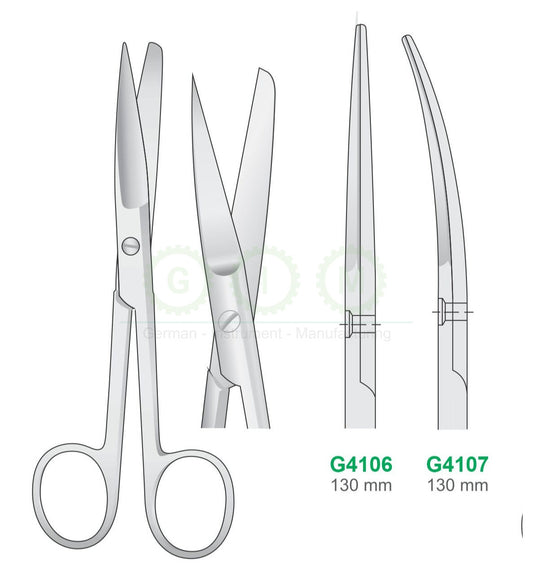Surgical Scissors 130mm Blunt Straight and Curved - G4106 / G4107