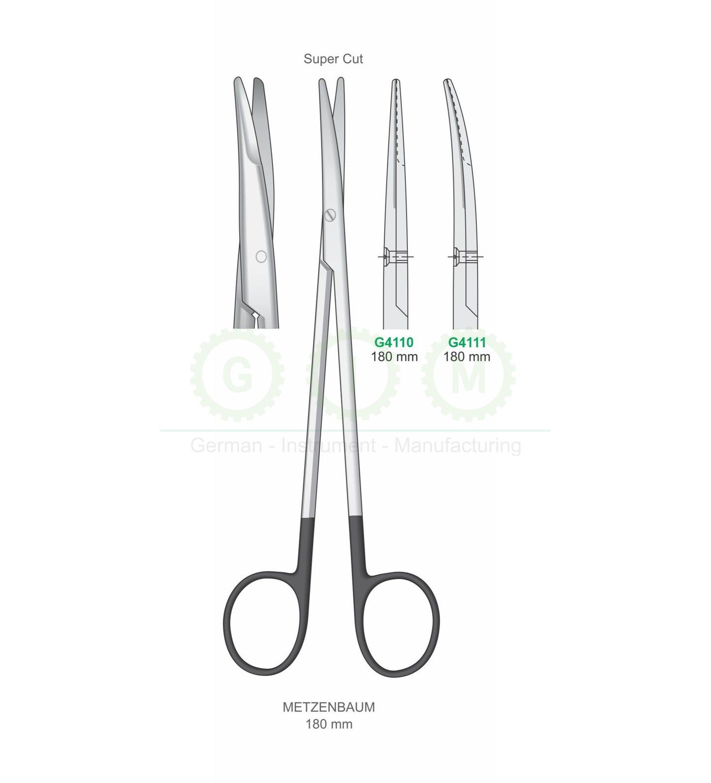 Metzenbaum Surgical Scissors 180mm Super Cut Straight and Curved - G4110 / G4111