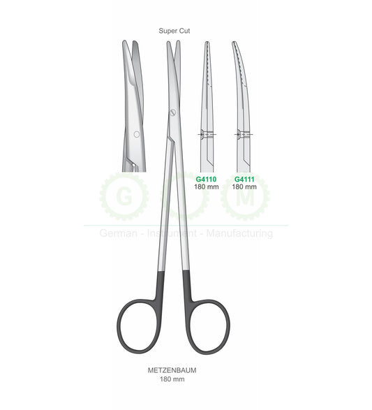 Metzenbaum Surgical Scissors 180mm Super Cut Straight and Curved - G4110 / G4111