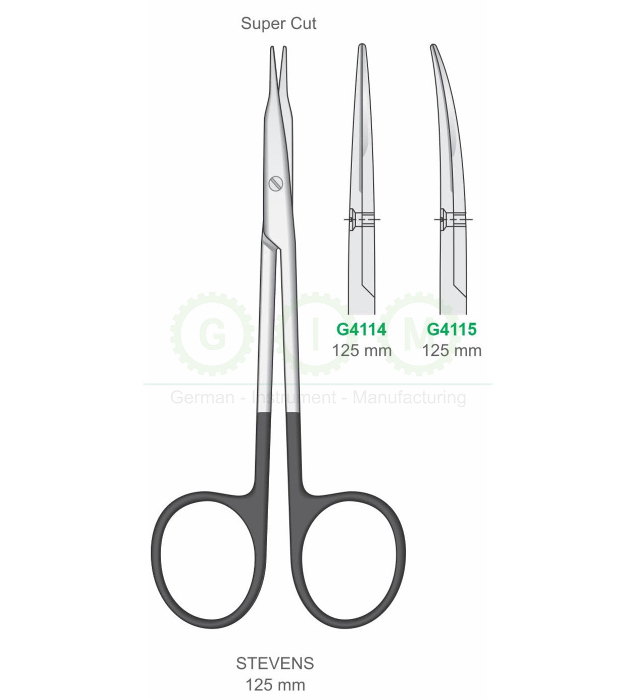 Stevens Surgical Scissors 125mm Super Cut Straight and Curved - G4114 / G4115