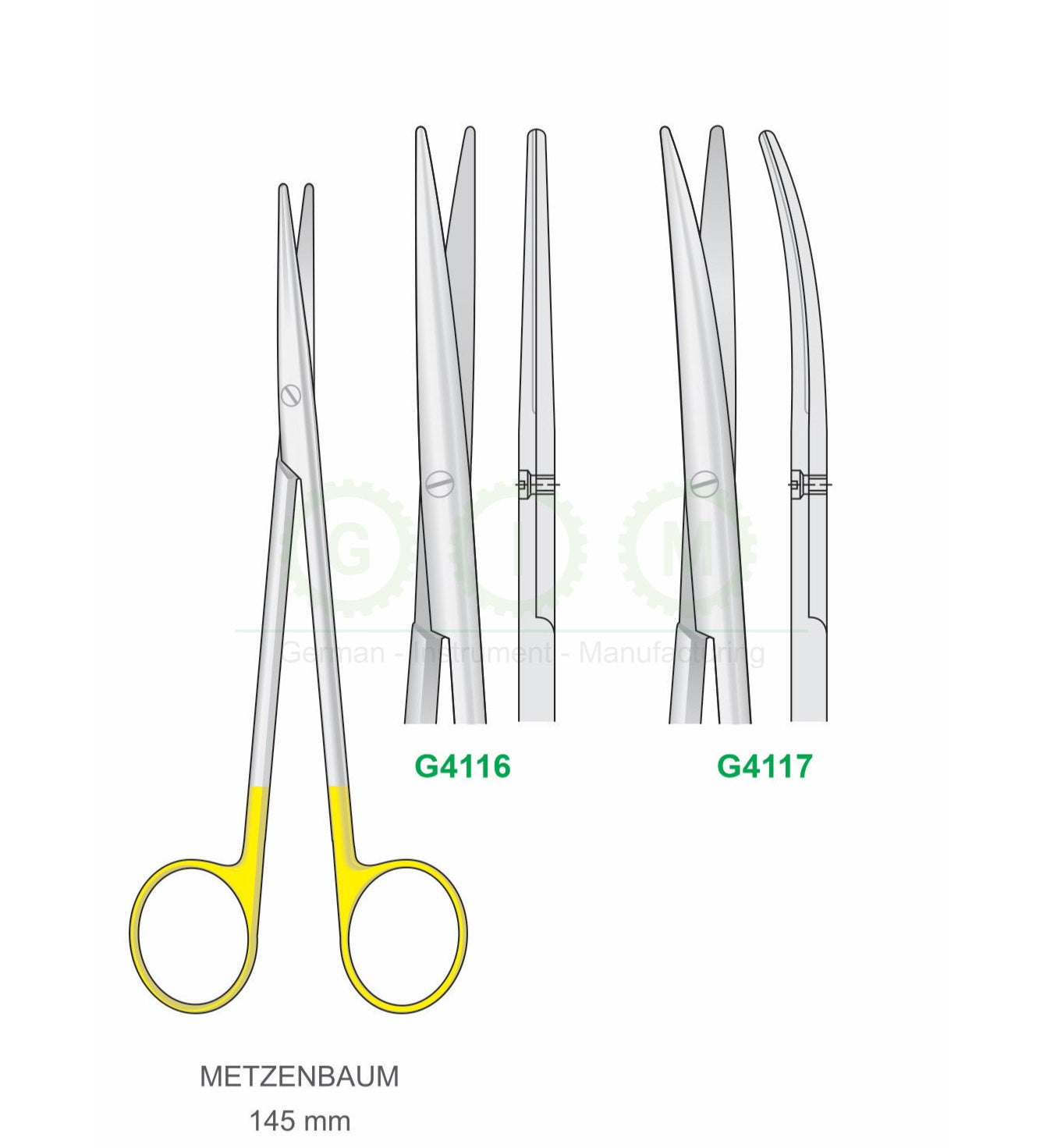 Metzenbaum Surgical Scissors 145mm Tungsten Carbide Straight and Curved - G4116 / G4117