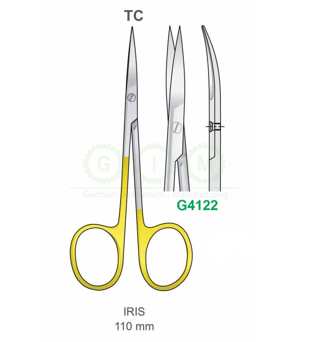 Iris Surgical Scissors 110mm Tungsten Carbide Curved - G4122