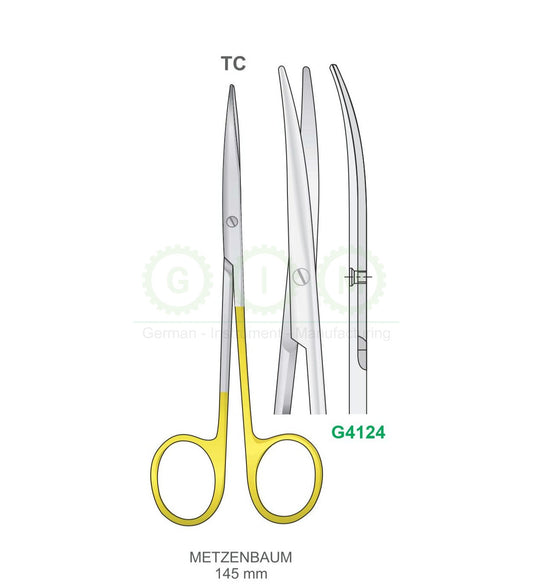 Metzenbaum Surgical Scissors 145mm Tungsten Carbide Curved - G4124