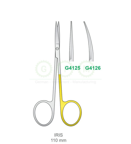 Iris Surgical Scissors 110mm Tungsten Carbide Straight and Curved - G4125 / G4126
