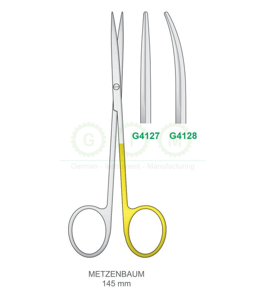 Metzenbaum Surgical Scissors 145mm Tungsten Carbide Straight and Curved - G4127 / G4128