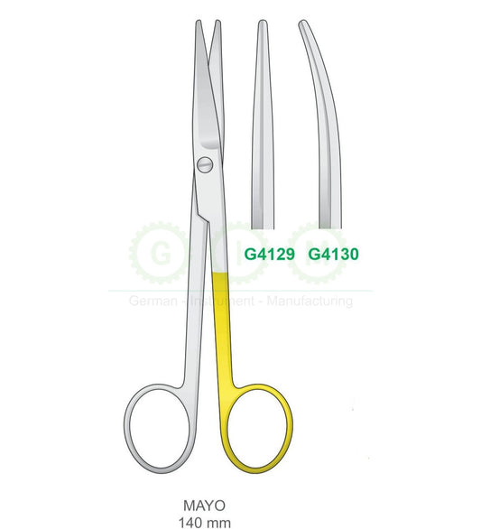Mayo Surgical Scissors 140mm Tungsten Carbide Straight and Curved - G4129 / G4130