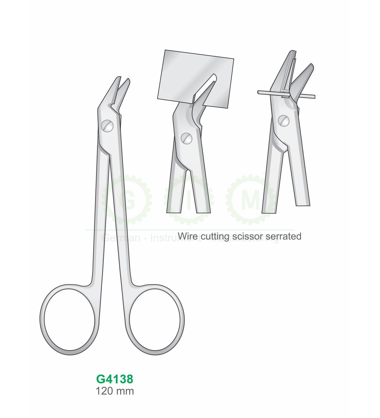 Wire Cutting Scissors 120mm Serrated Angled - G4138