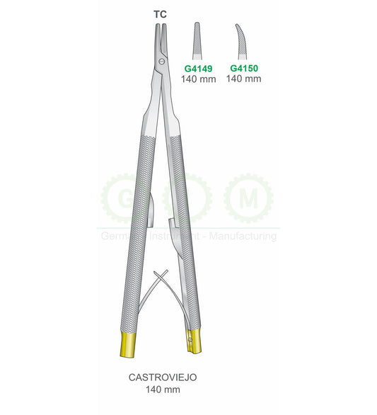 Castroviejo Micro Scissors 140mm TC Tungsten Carbide Round Handle - G4149 / G4150