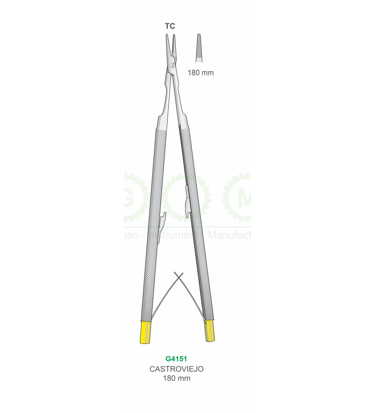 Castroviejo Micro Scissors 180mm TC Tungsten Carbide Round Handle - G4151