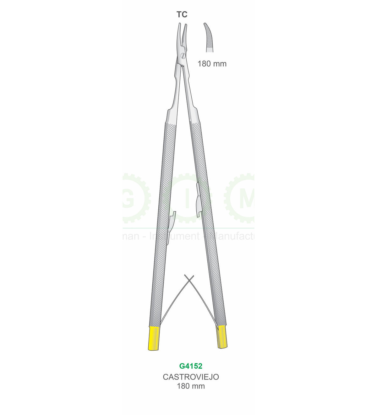Castroviejo Micro Scissors 180mm TC Curved Tungsten Carbide Round Handle - G4152