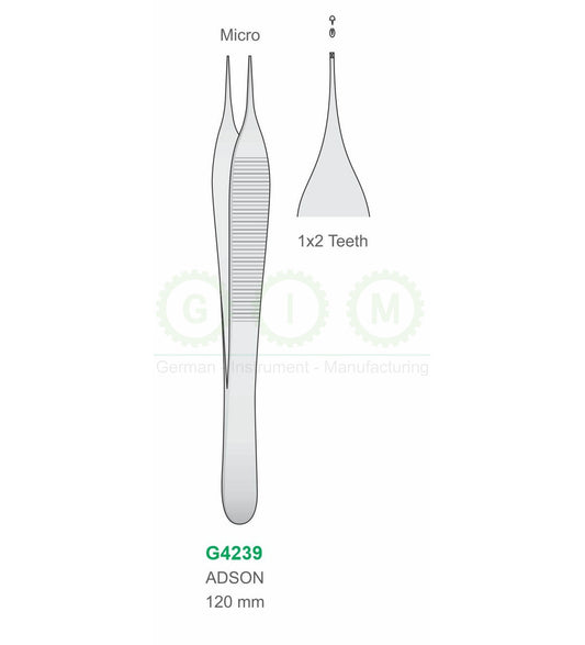 Micro Adson Tissue Forceps 1x2 Teeth
