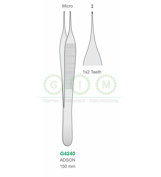 Micro Adson Tissue Forceps 1x2 Teeth